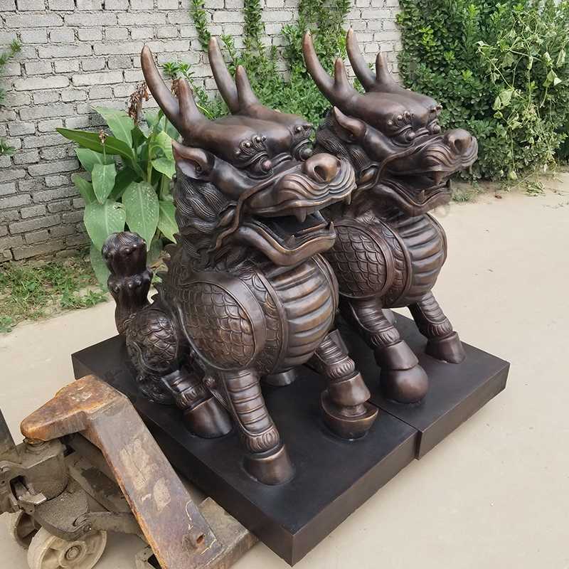 銅麒麟雕塑，銅麒麟擺件，鎮宅風水麒麟